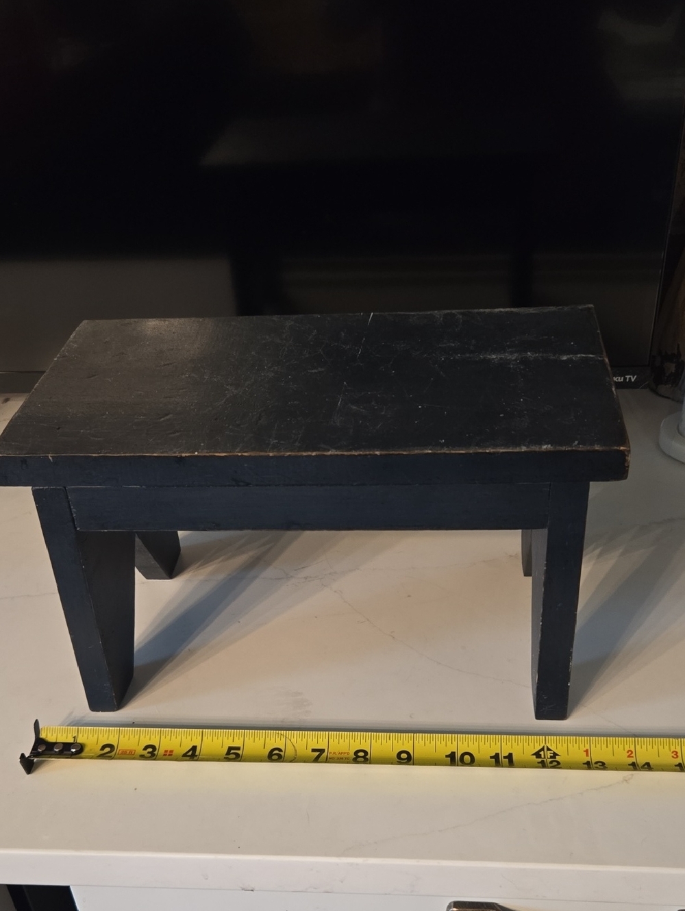 Small Navy Blue Wooden Stool